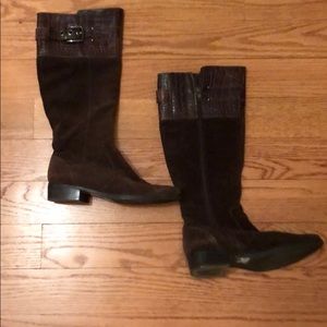 Marc Fisher Agnes Suede Brown Knee High Boots